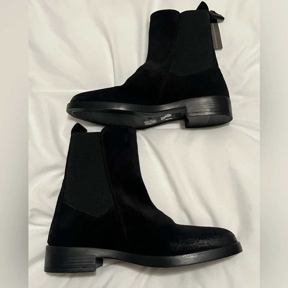 Emanuele Crasto Chelsea Black Italian Leather Distressed Boots NWT